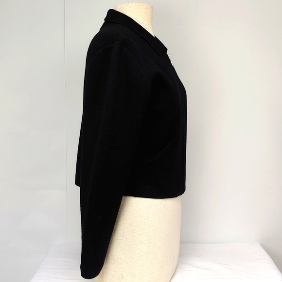 Patagonia Collared 100% Wool Black Cropped Sweater Size S - Picture 2 of 9